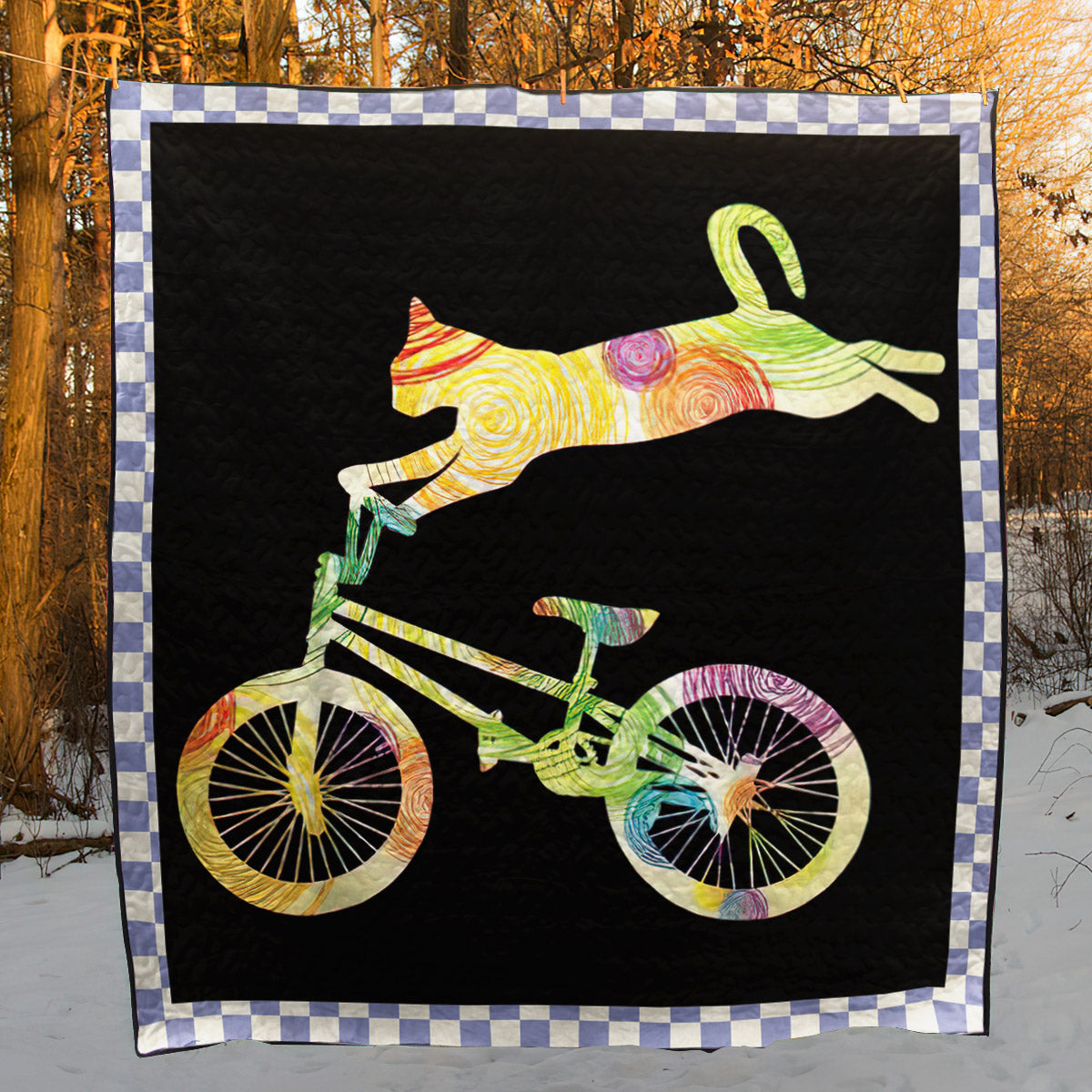 Cat Bike Cycling CLP3112103Q Quilt Blanket