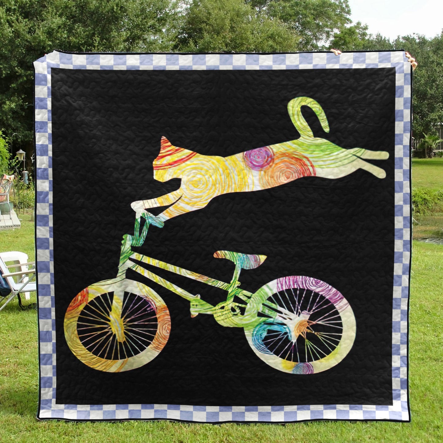 Cat Bike Cycling CLP3112103Q Quilt Blanket