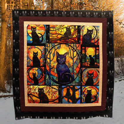 Cat Black Night Cat CLA18120734Q Art Quilt