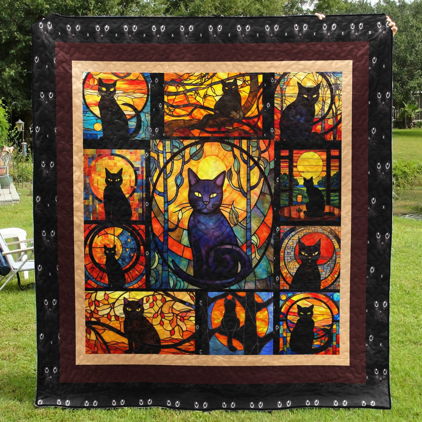 Cat Black Night Cat CLA18120734Q Art Quilt