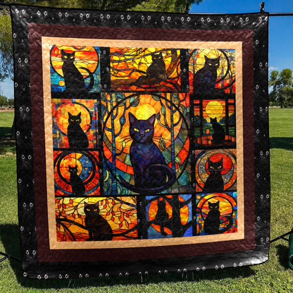 Cat Black Night Cat CLA18120734Q Art Quilt