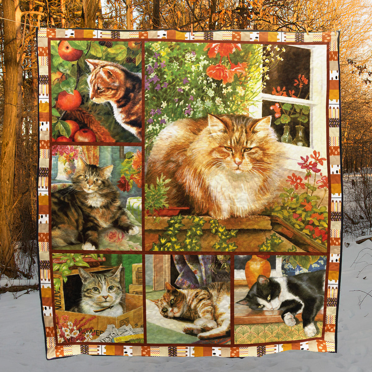 Cat Cat In Garden CLA18120735Q Quilt Blanket