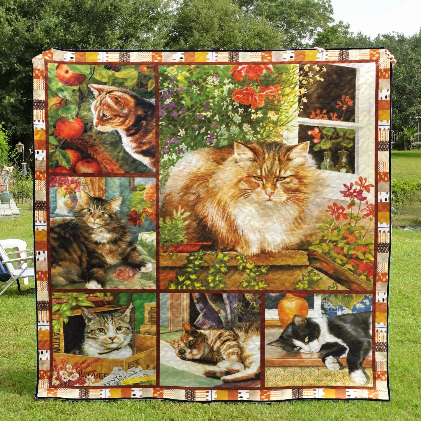 Cat Cat In Garden CLA18120735Q Quilt Blanket