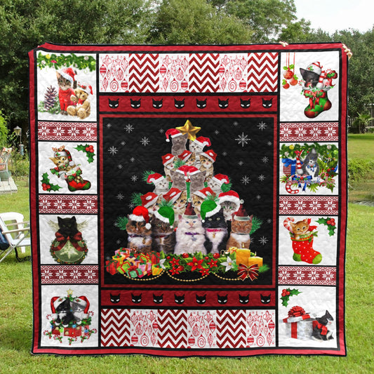 Cat Christmas CL15100077MDQ Art Quilt