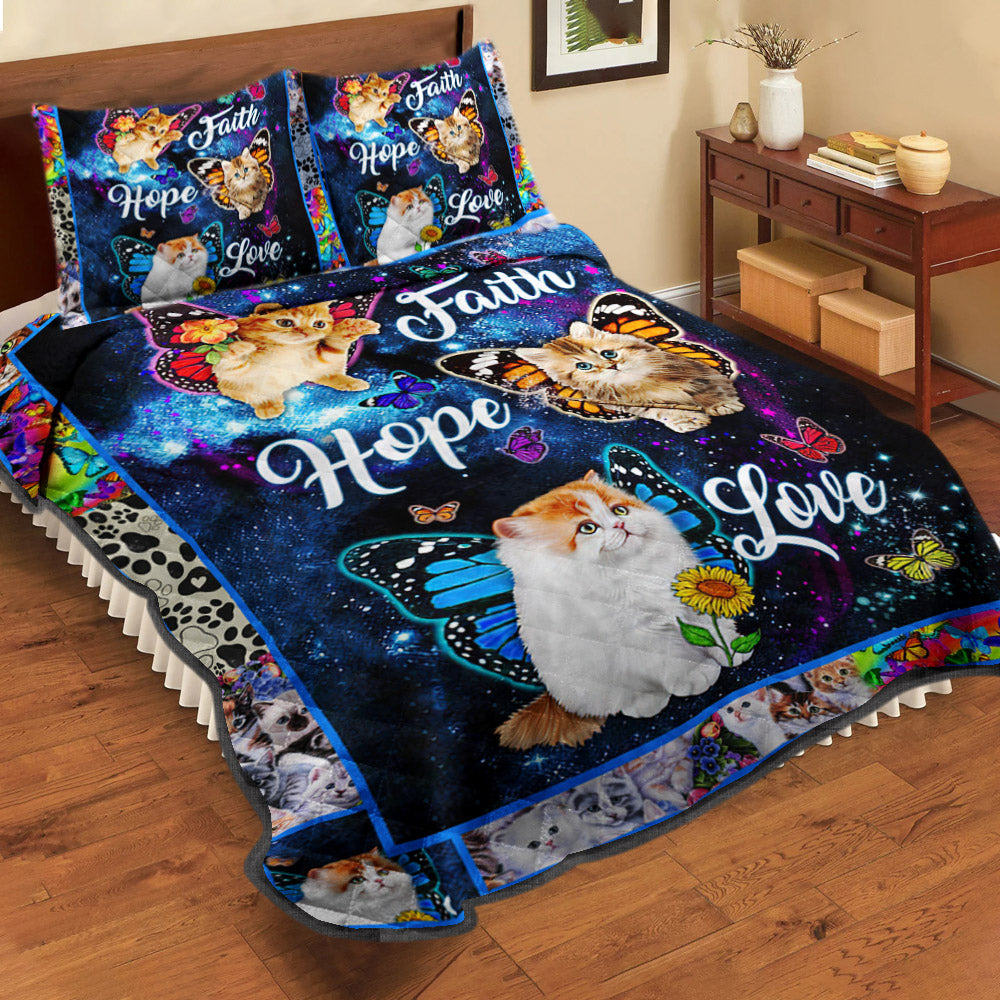 Cat Faith Hope Love Quilt Bedding Set TL230902