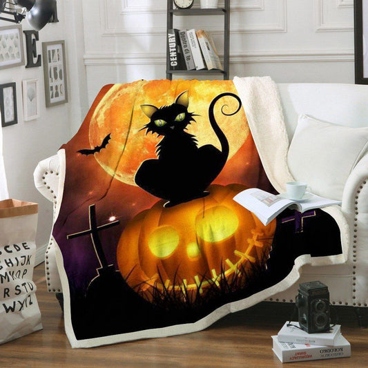 Cat Halloween HN280822F Sherpa Fleece Blanket