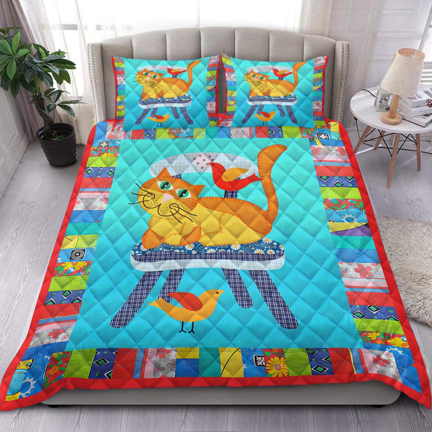 Cat Happy Day Quilt Bedding Set HN051003D