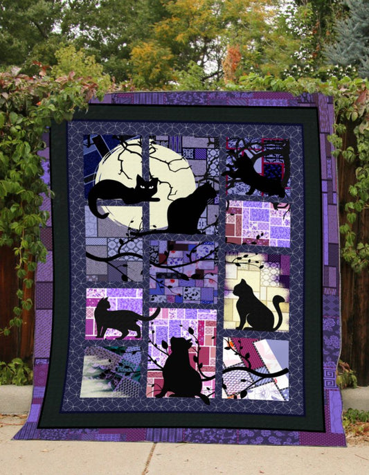 Cat Purple CLH2111107Q Quilt Blanket