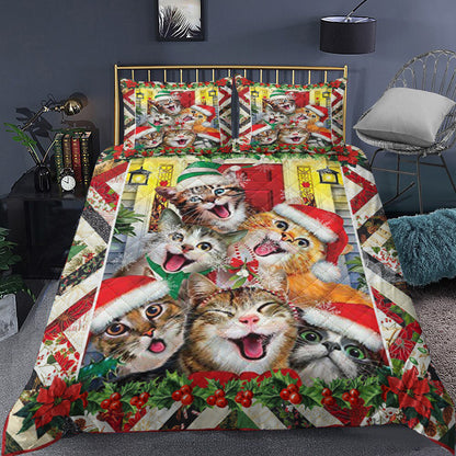 Cat Smile Christmas Quilt Bedding Set MT0410001