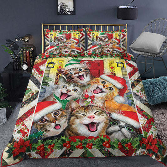 Cat Smile Christmas Quilt Bedding Set MT0410001