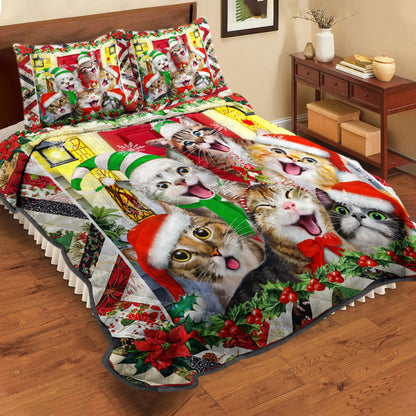 Cat Smile Christmas Quilt Bedding Set MT0410001