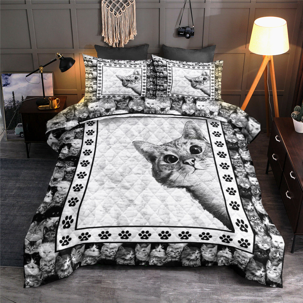 Black And White Cat Quilt Bed Sheet HN2508001QBST