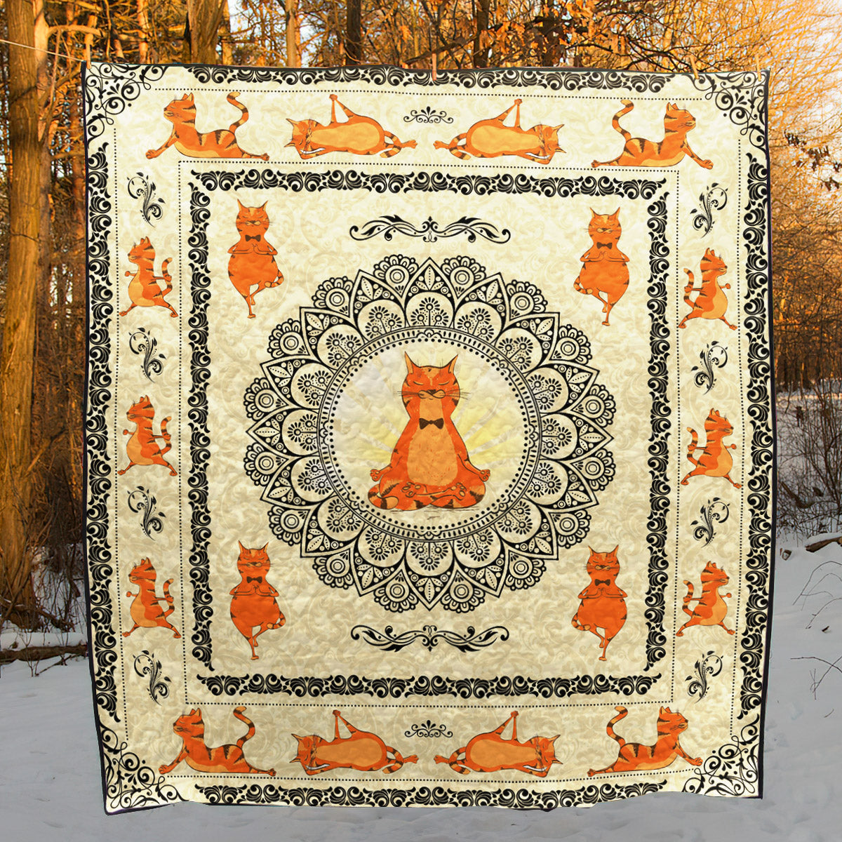 Cat Yoga CL14100069MDQ Quilt Blanket