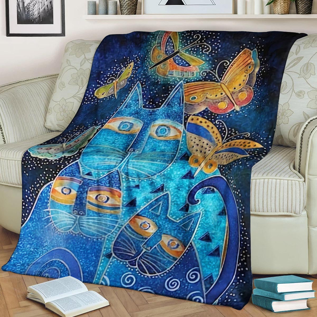 Cat And Butterfly BT190806F Sherpa Fleece Blanket