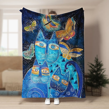 Cat And Butterfly BT190806F Sherpa Fleece Blanket
