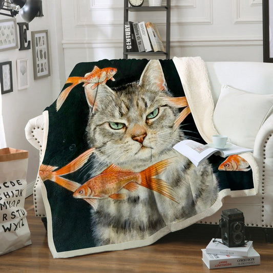 Cat DD180926F Sherpa Fleece Blanket