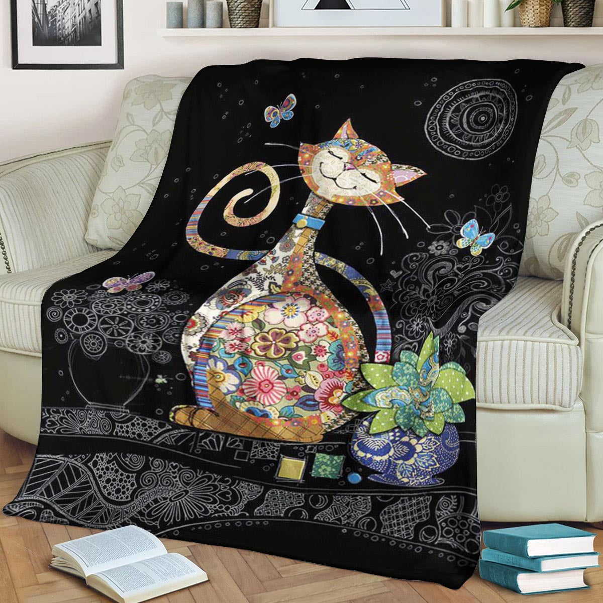 Cat HM0809038TT Sherpa Fleece Blanket