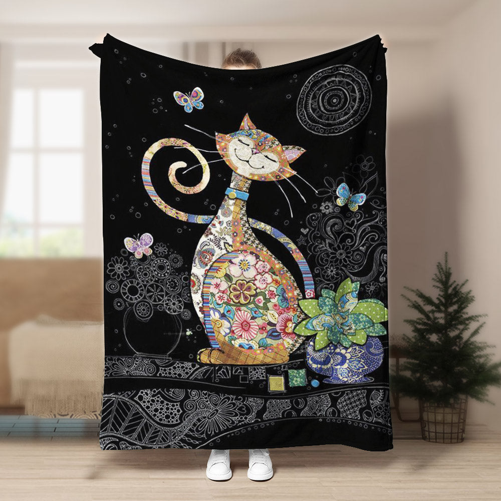 Cat HM0809038TT Sherpa Fleece Blanket