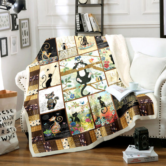 Cat HM1411045TT Sherpa Fleece Blanket