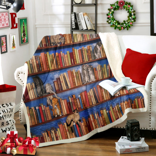 Cat Library TN0411010TT Sherpa Fleece Blanket