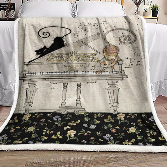 Cat Piano BT0511050F Sherpa Fleece Blanket