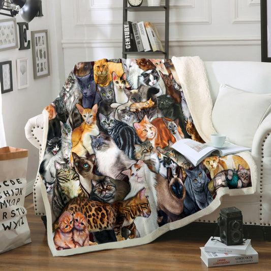 Cat TT290813TT Sherpa Fleece Blanket
