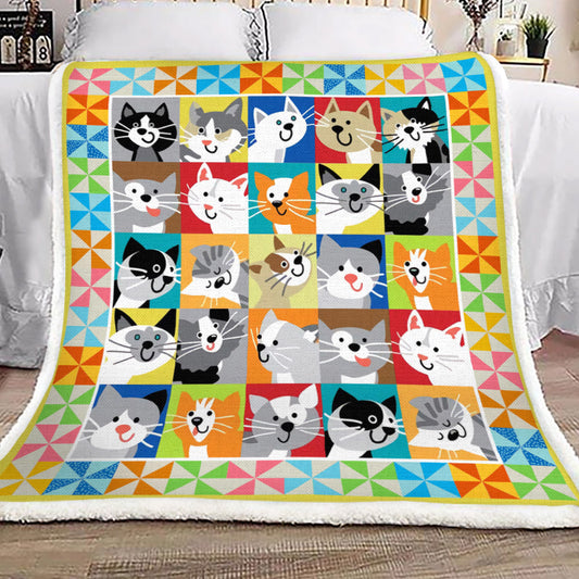 Cat YH3010243F Sherpa Fleece Blanket