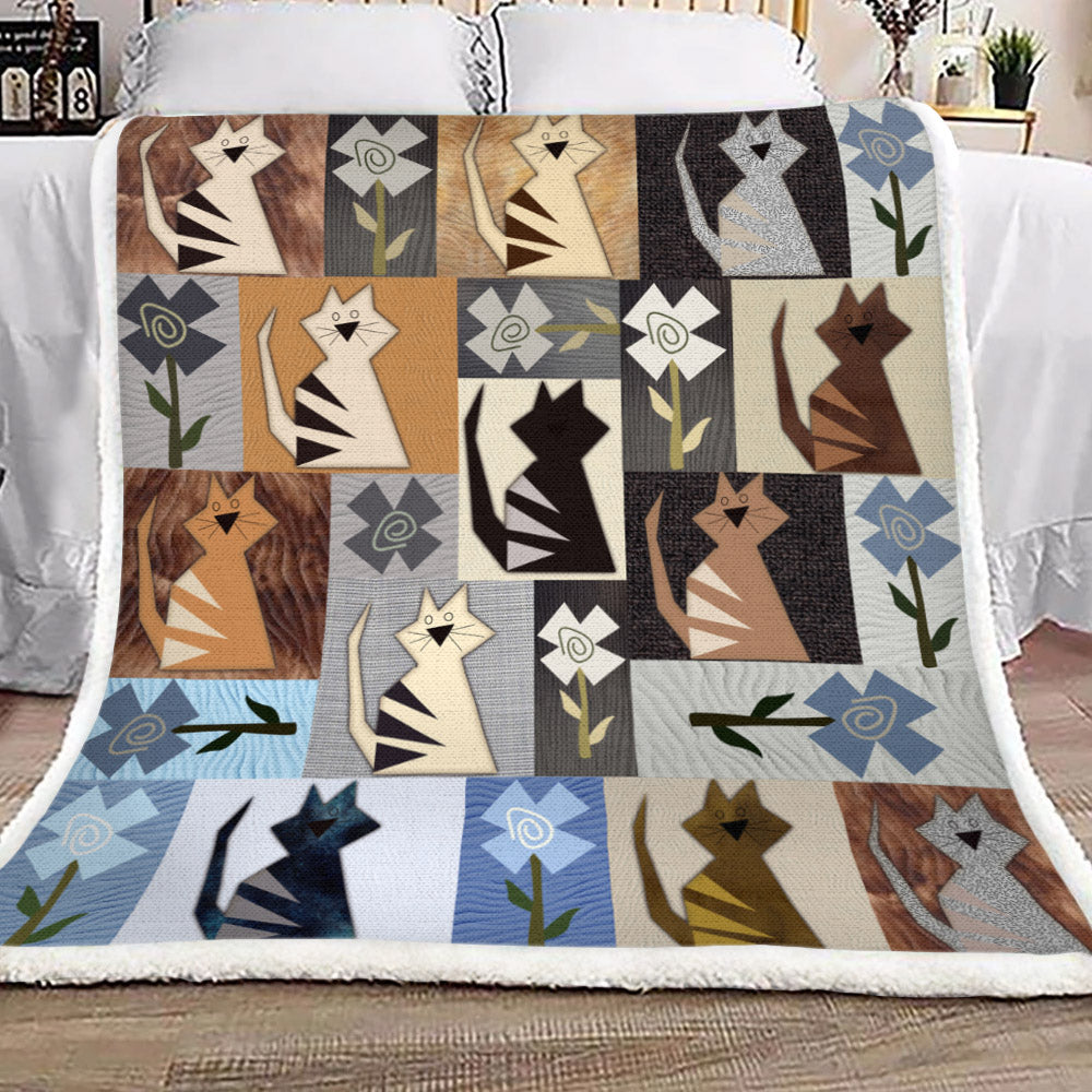 Cat YH3010362F Sherpa Fleece Blanket