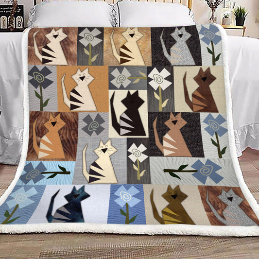 Cat YH3010362F Sherpa Fleece Blanket