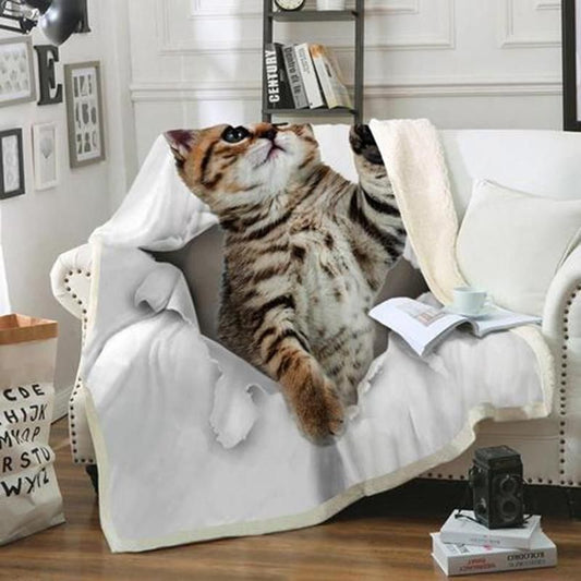 Cat CL20110359MDF Sherpa Fleece Blanket