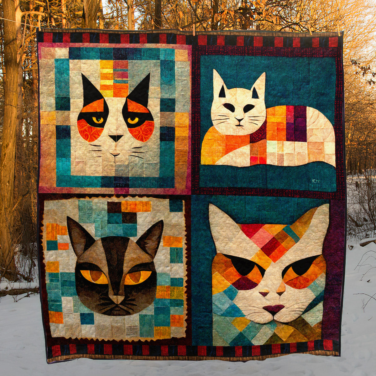 Cat Portraits Quilt Blanket TD111002Y