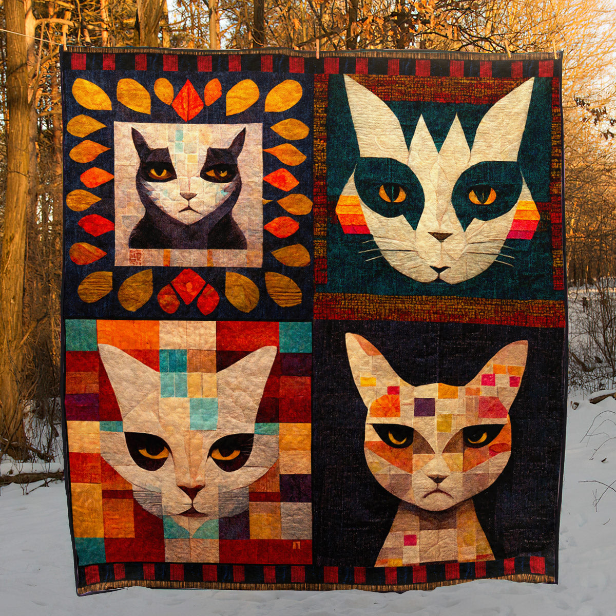 Cat Portraits Quilt Blanket TD111003Y