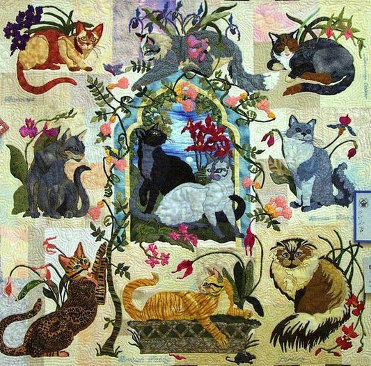 Cats In Flower Garden CLA2910148Q Quilt Blanket