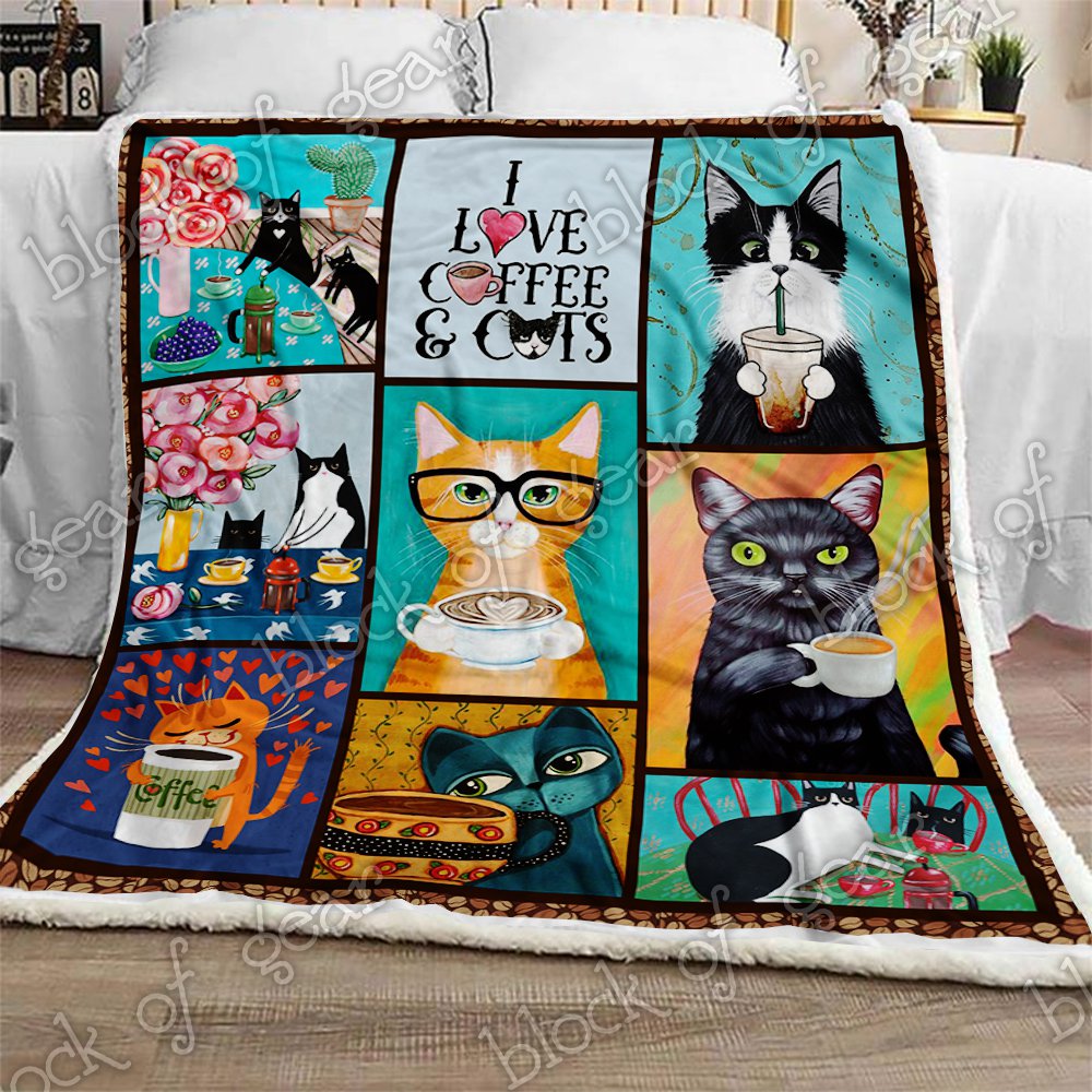 Cats And Coffee CL270983MDF Sherpa Fleece Blanket