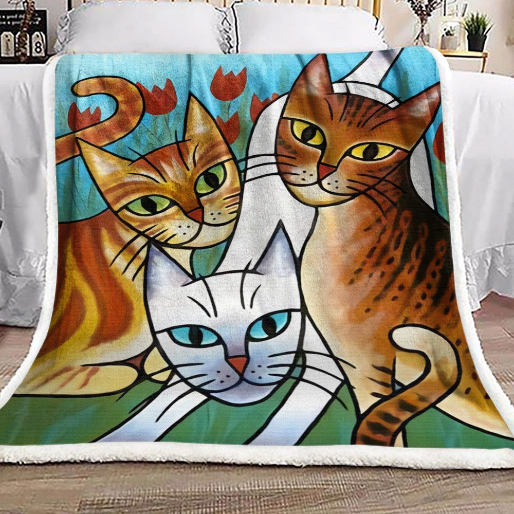 Cats HN300946F Sherpa Fleece Blanket