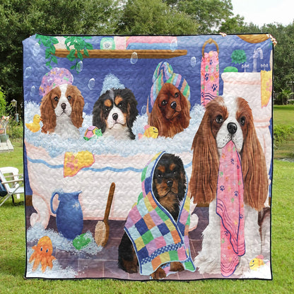 Cavalier King Charles Spaniel Bubble Bath All CL18110561MDQ Quilt Blanket