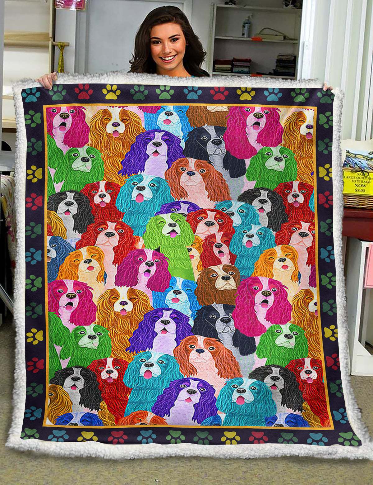 Cavalier King Charles Spaniel HM191004D Sherpa Fleece Blanket