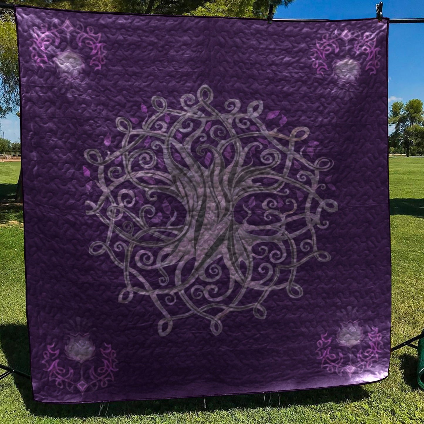 Celtic Purple Thistle Tree Of Life CLA2211181Q Quilt Blanket