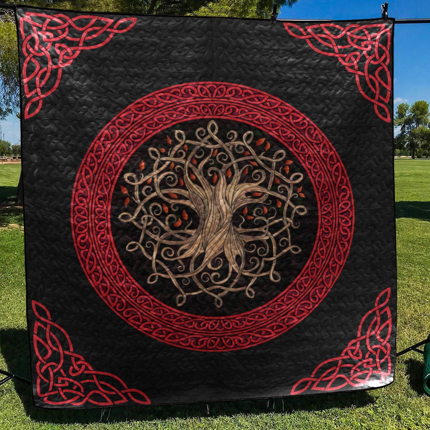 Celtic Red Thistle Tree Of Life CLA2211182Q Quilt Blanket