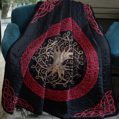 Celtic Red Thistle Tree Of Life CLA2211182Q Quilt Blanket