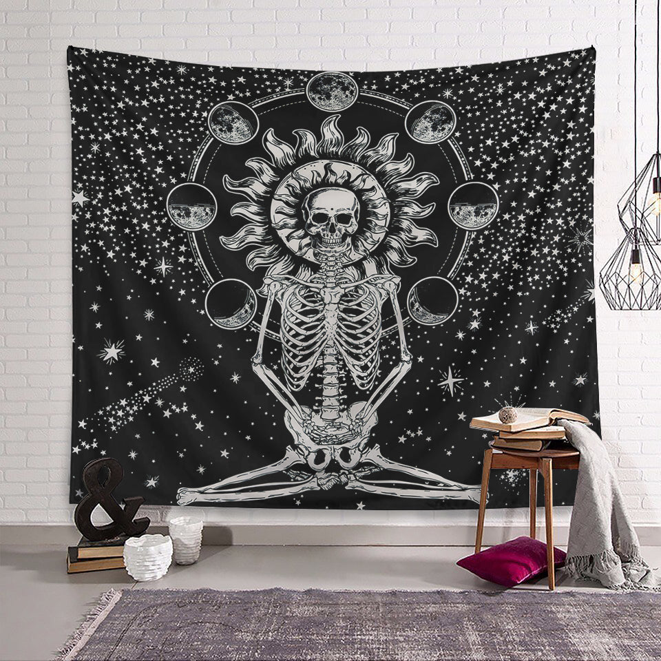 Chakra Meditiation Skull Skelton CLP070812 Decorative Wall Hanging Tapestry