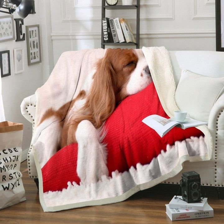 Charles Cavalier Spaniel HN080935F Sherpa Fleece Blanket