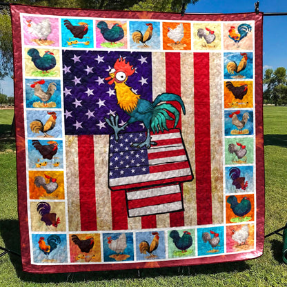 Chicken American CL14100106MDQ Quilt Blanket