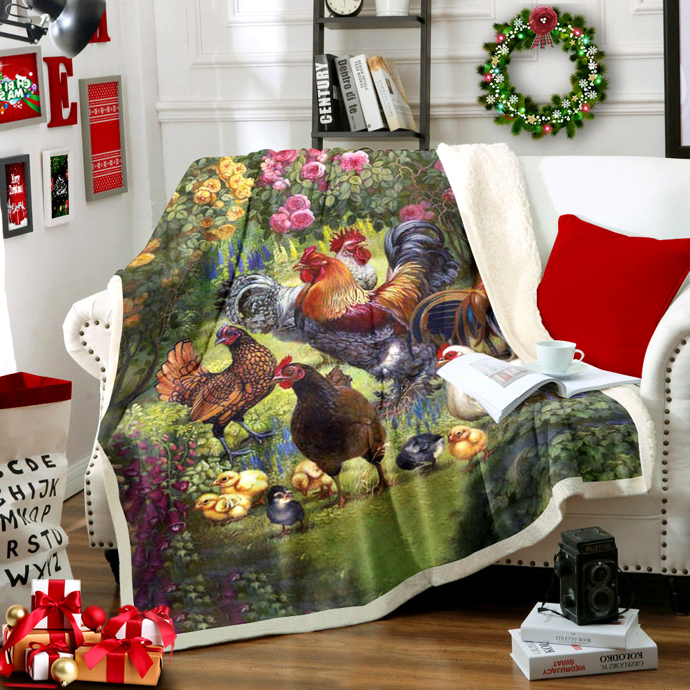 Chicken Sherpa Fleece Blanket MN211006