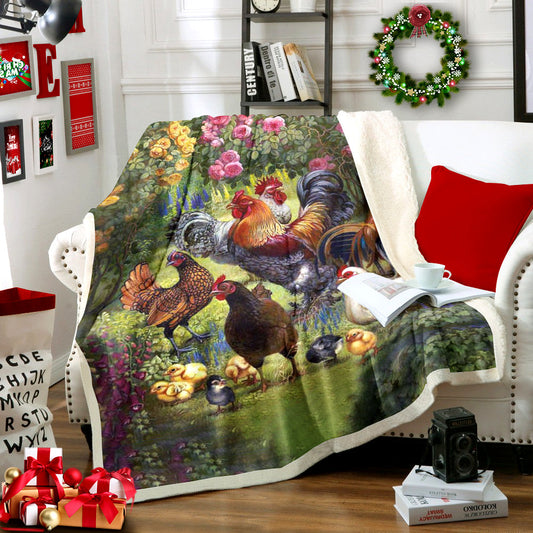 Chicken Sherpa Fleece Blanket MN211006