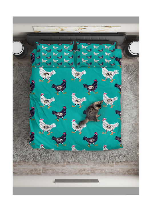 Chicken Black And White Chickens CLH0612035B Bedding Sets