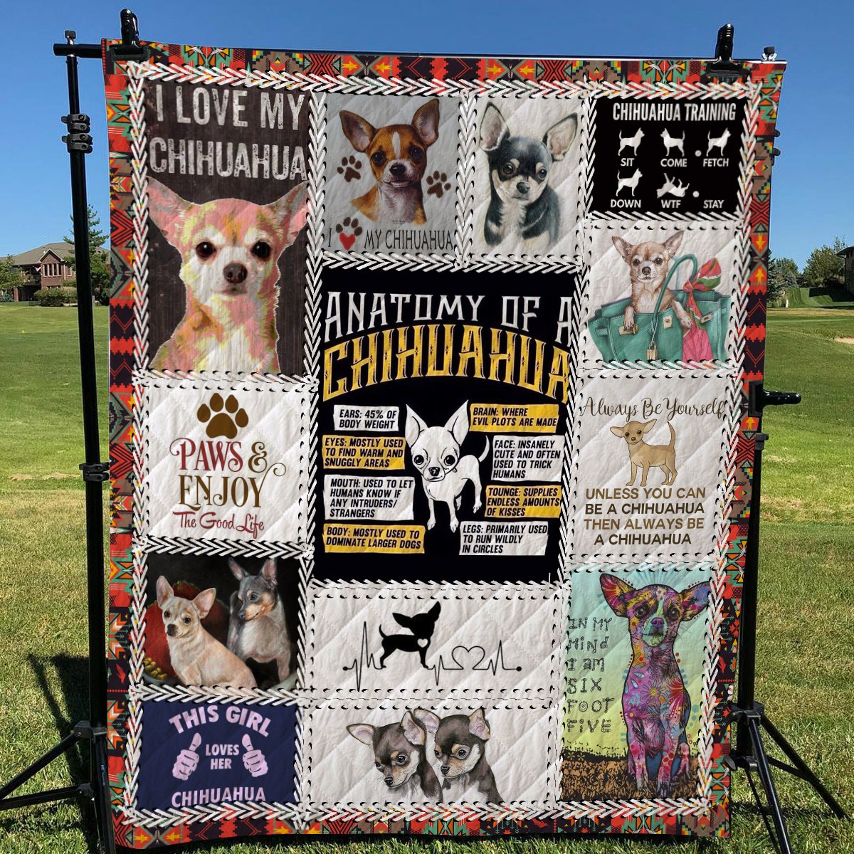 Chihuahua Anatomy CL09100086MDQ Quilt Blanket