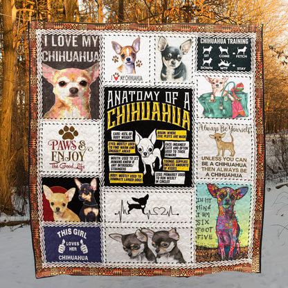 Chihuahua Anatomy CL09100086MDQ Quilt Blanket