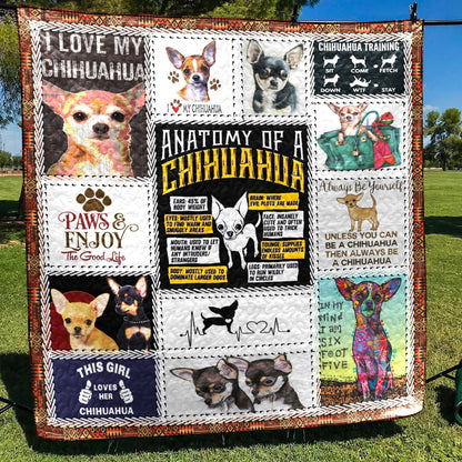 Chihuahua Anatomy CL09100086MDQ Quilt Blanket