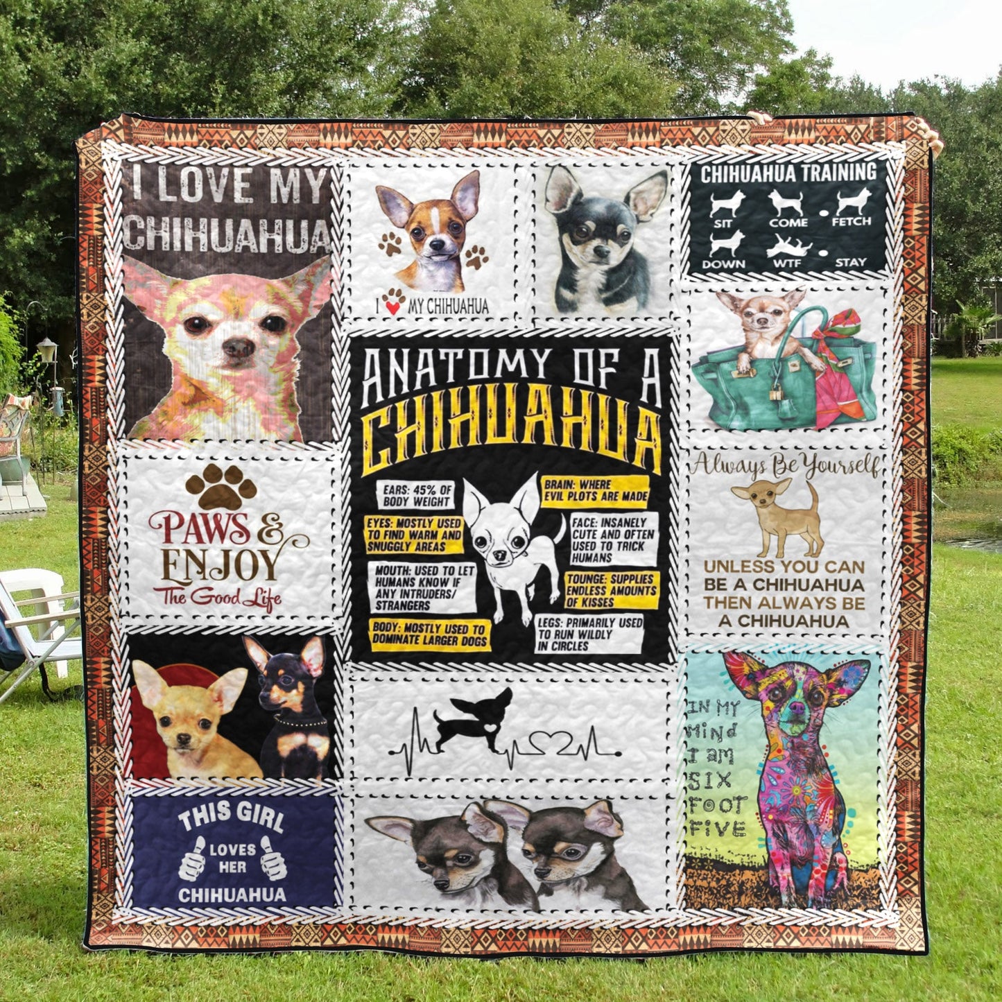 Chihuahua Anatomy CL10100091MDQ Quilt Blanket